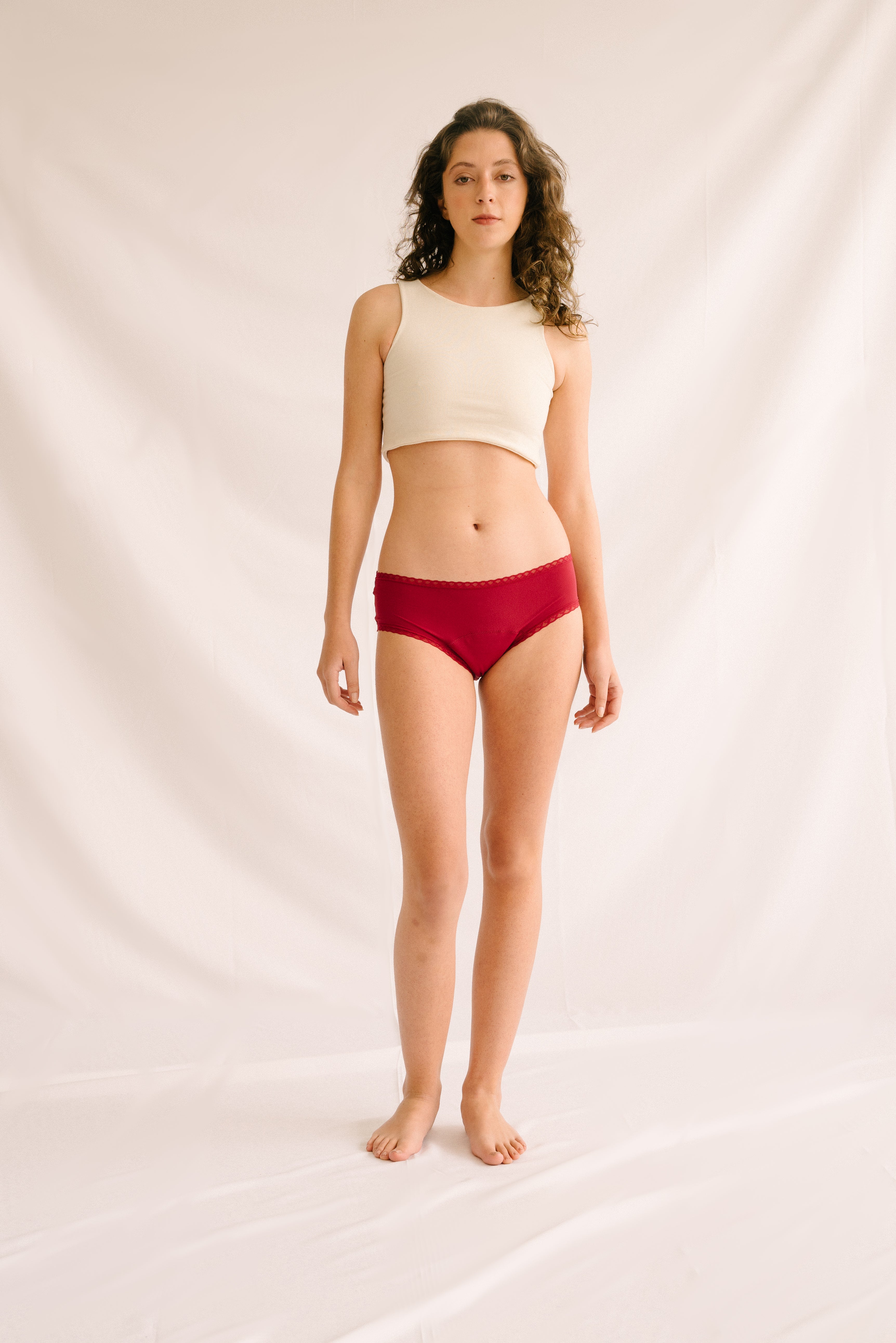 Heavy flow red lace underwear